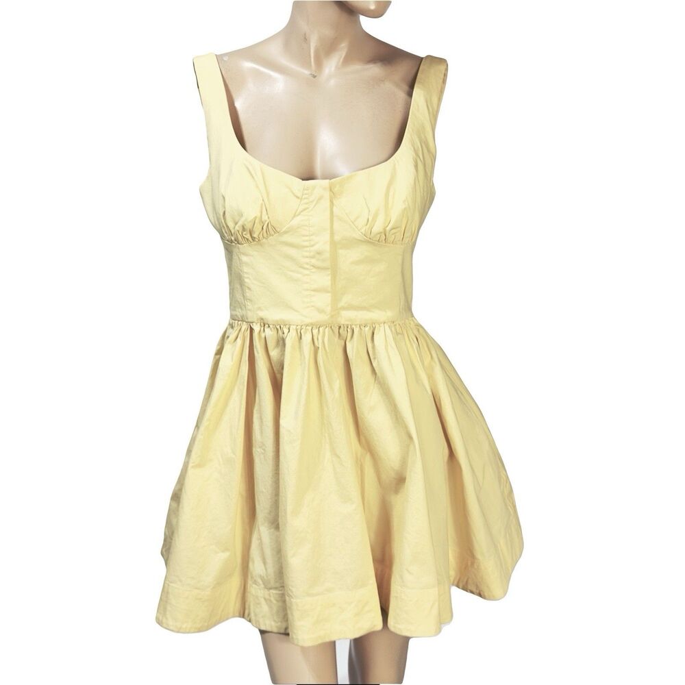 REVOLVE Camila Coelho Caridad Mini Dress Size L Butter Yellow Coquette NWT READ